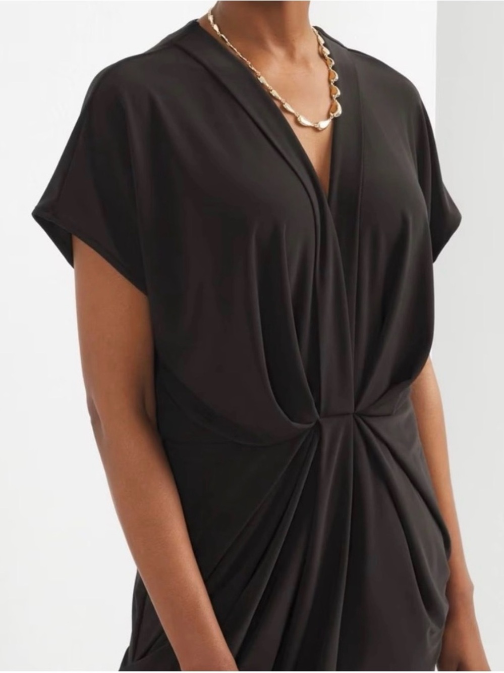 NWT White House Black Market Stretch Jersey Twist Front Midi Dress - Large -$110 - Picture 2 of 3